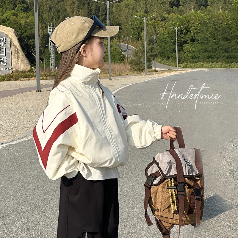 图图小象童装外套2025新款儿童春装撞色夹克外套休闲亲子款BCR158