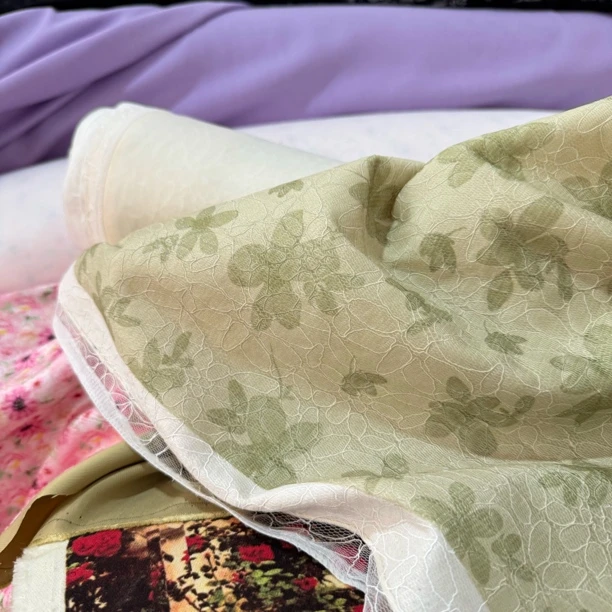 35 麂皮绒复合蕾丝面料3米价