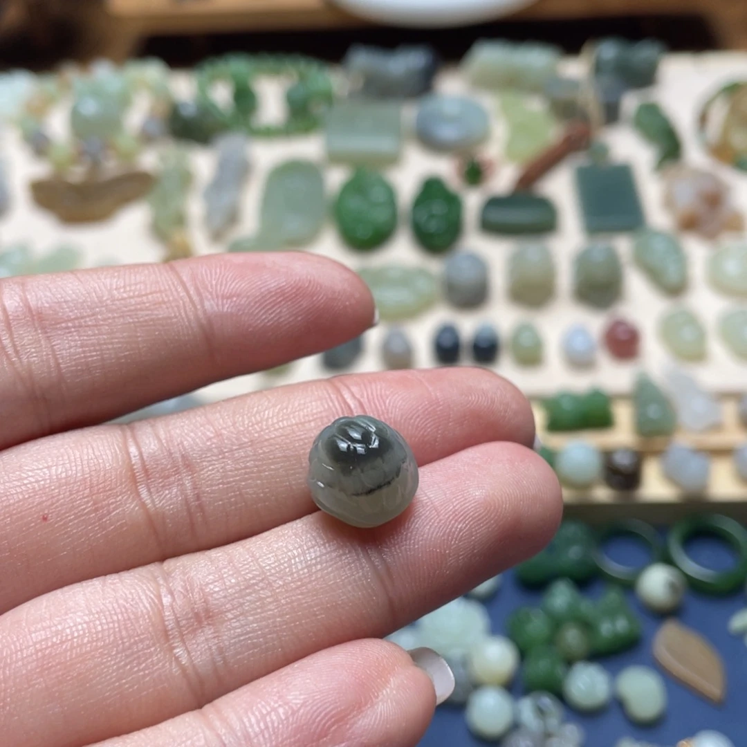 和田玉足银镶嵌吊坠(不含链)