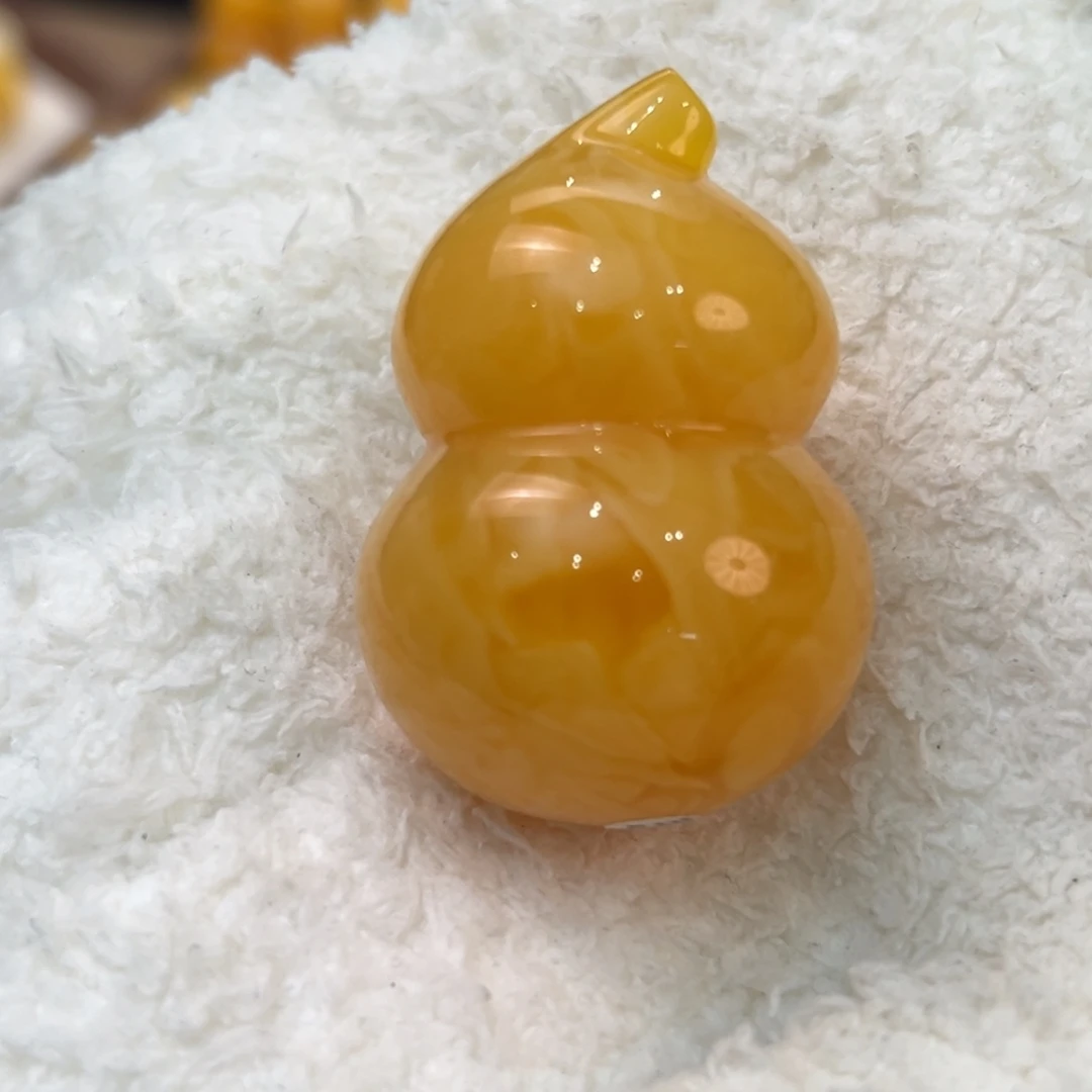 琥珀未镶嵌颈饰焦皮浓橘红满蜡妖胖葫芦