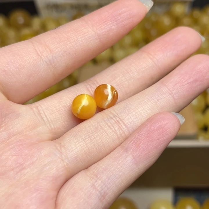 安***子蜜蜡未镶嵌珠宝奇石微瑕天然蜜蜡散珠2颗