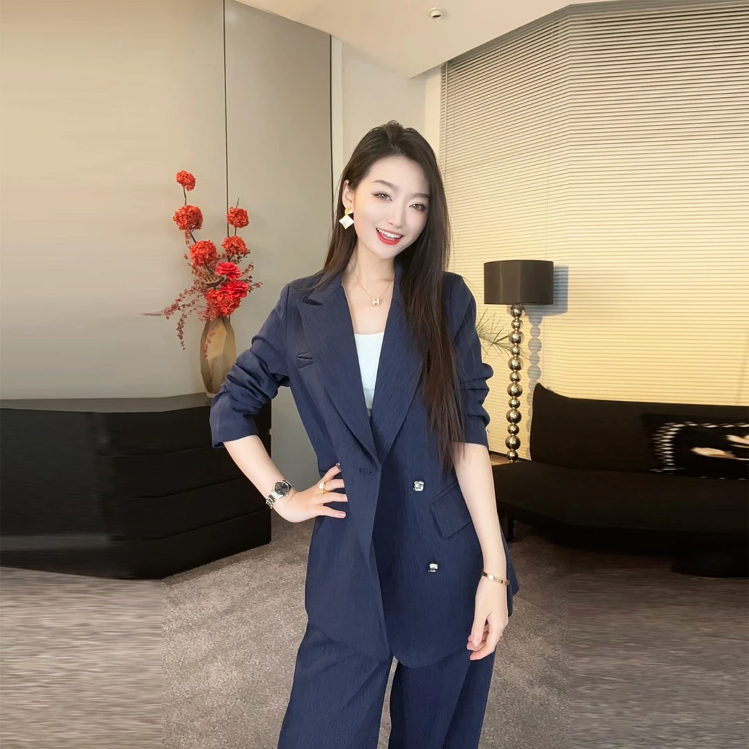 【高质女主】秋季肌理感立体显瘦韩系网红设计师气质西装套装25006