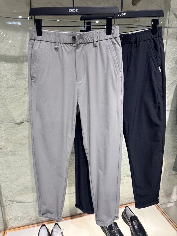 小脚裤裤子男士通勤宽松锥形裤直筒速干裤长裤九分夏季休闲裤