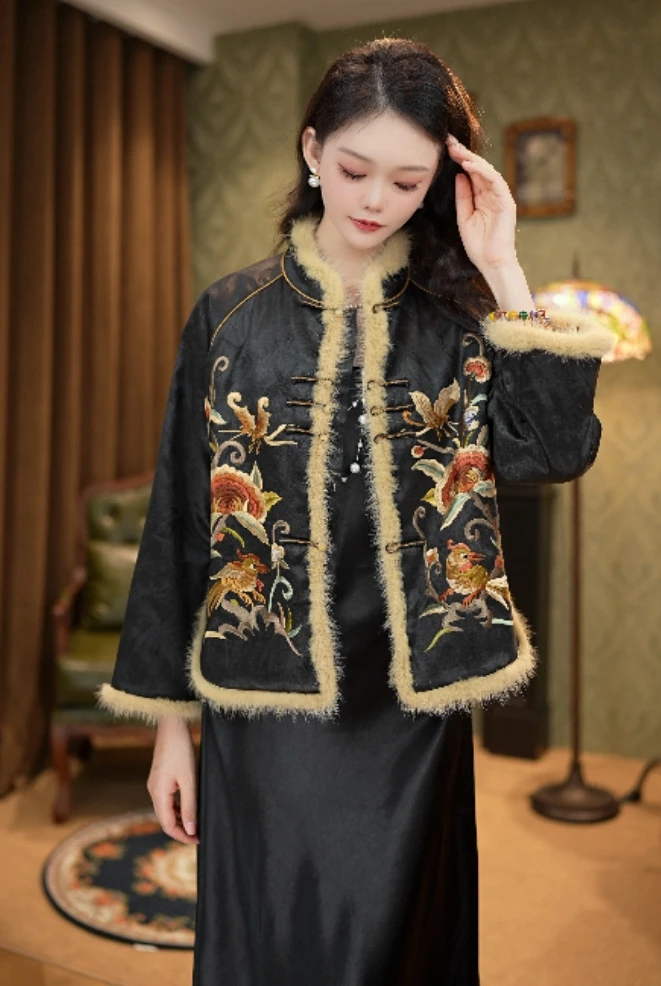 【满庭华锦】新中式复古国风加棉刺绣外套2024D8122—古月