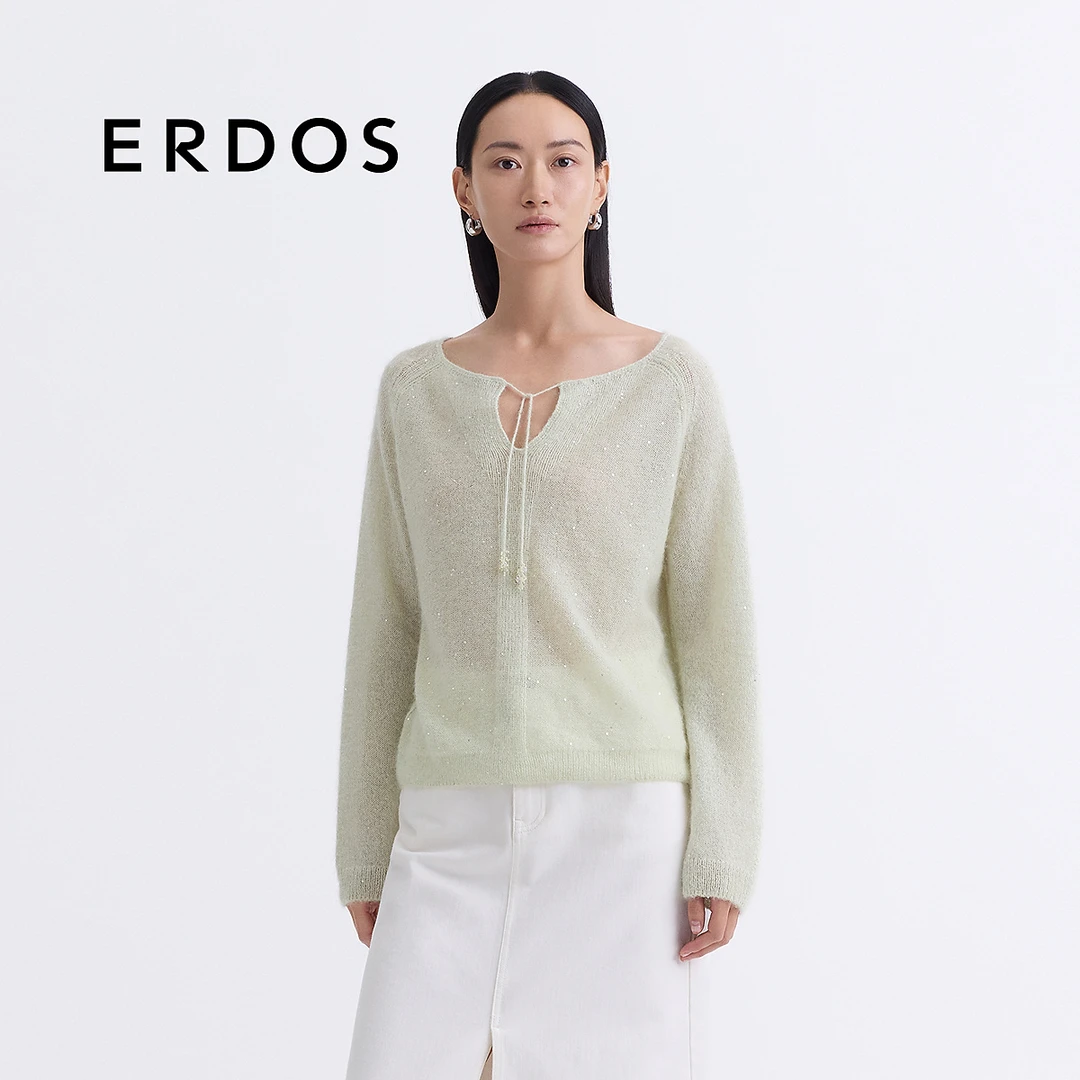 ERDOS 【亮片纱】施华洛世奇水晶缝石女套衫【东方美人】25年春新品