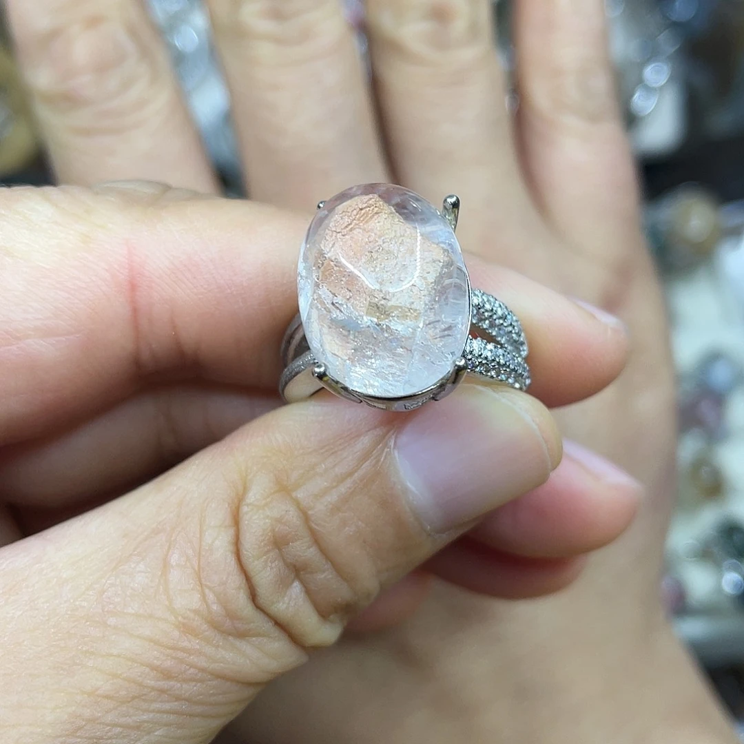 【闪购商品】银S925镶嵌珠宝半成品水晶戒指