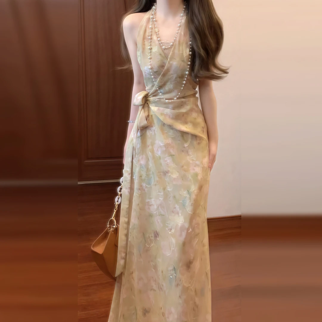 【现货+运贴5米】碎花连衣裙子女装夏季2025新款御姐长裙3924