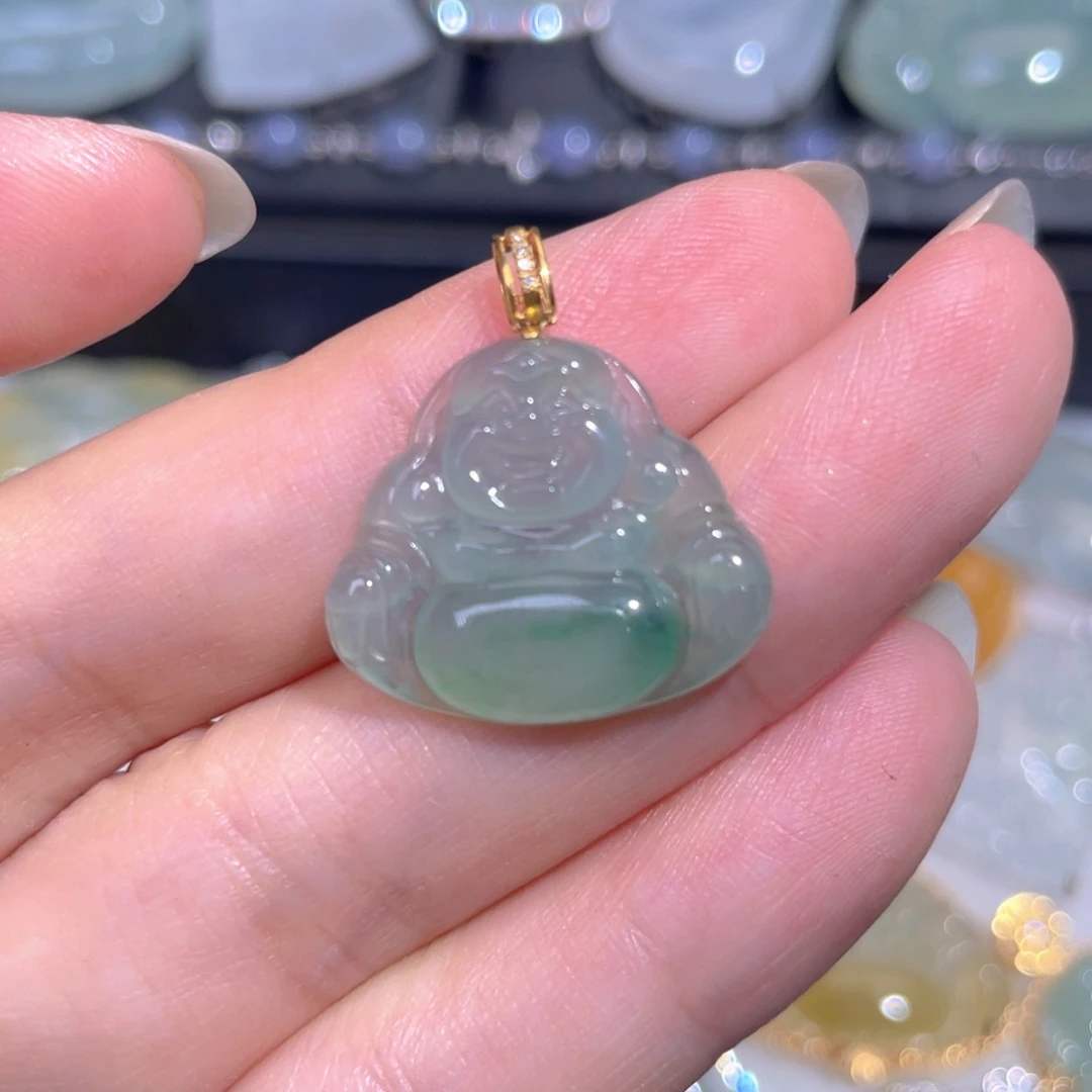 颈饰18K金镶嵌翡翠翡翠