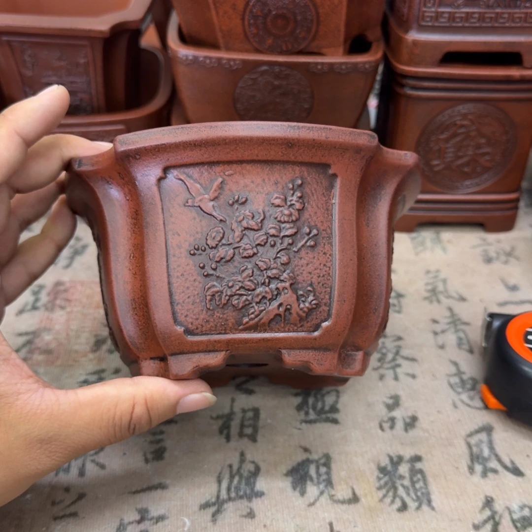 紫砂花盆14x7.5内经紫砂花盆