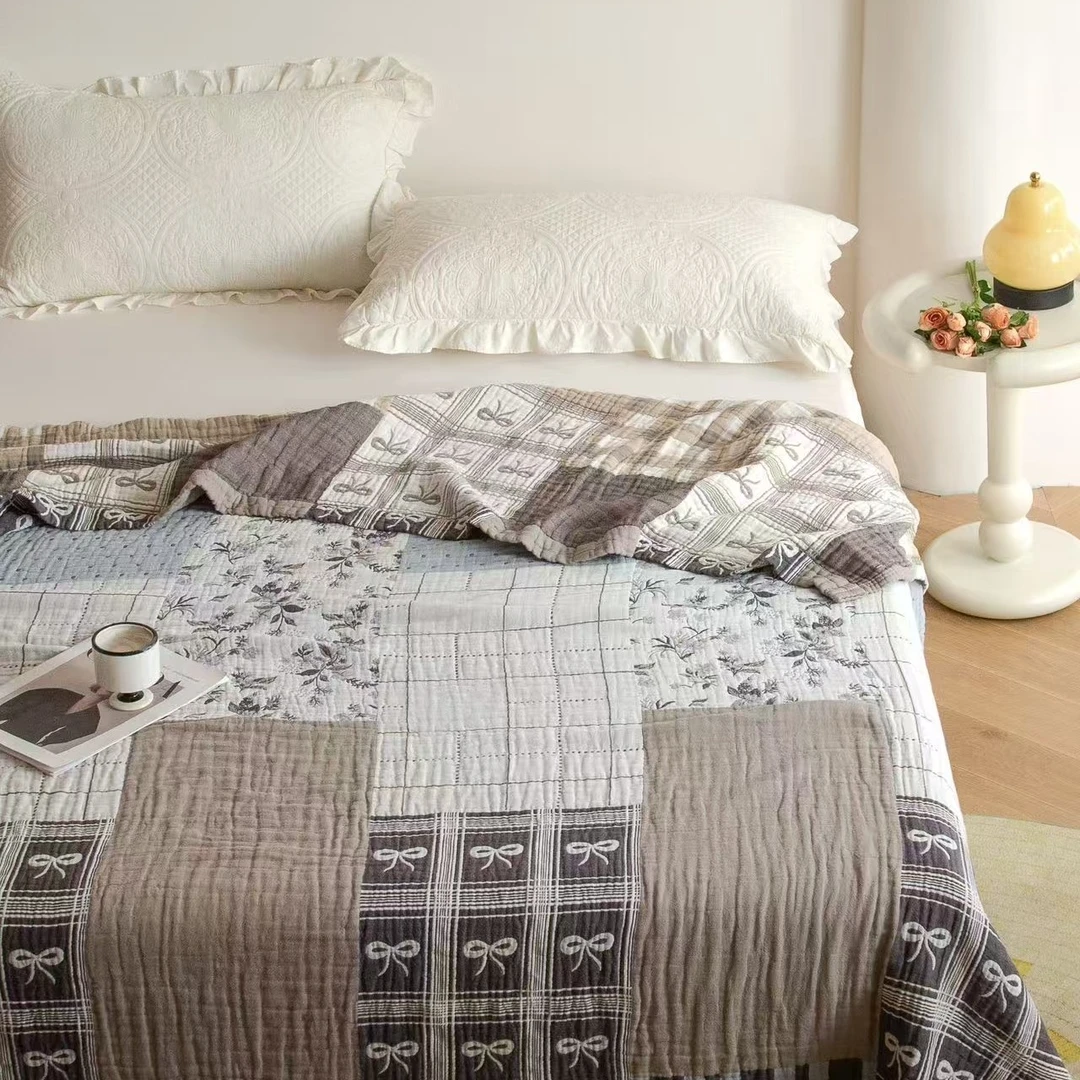 毛病大 处理品！四层纱双人盖毯200*230微瑕～D010 （会起球 会缩水