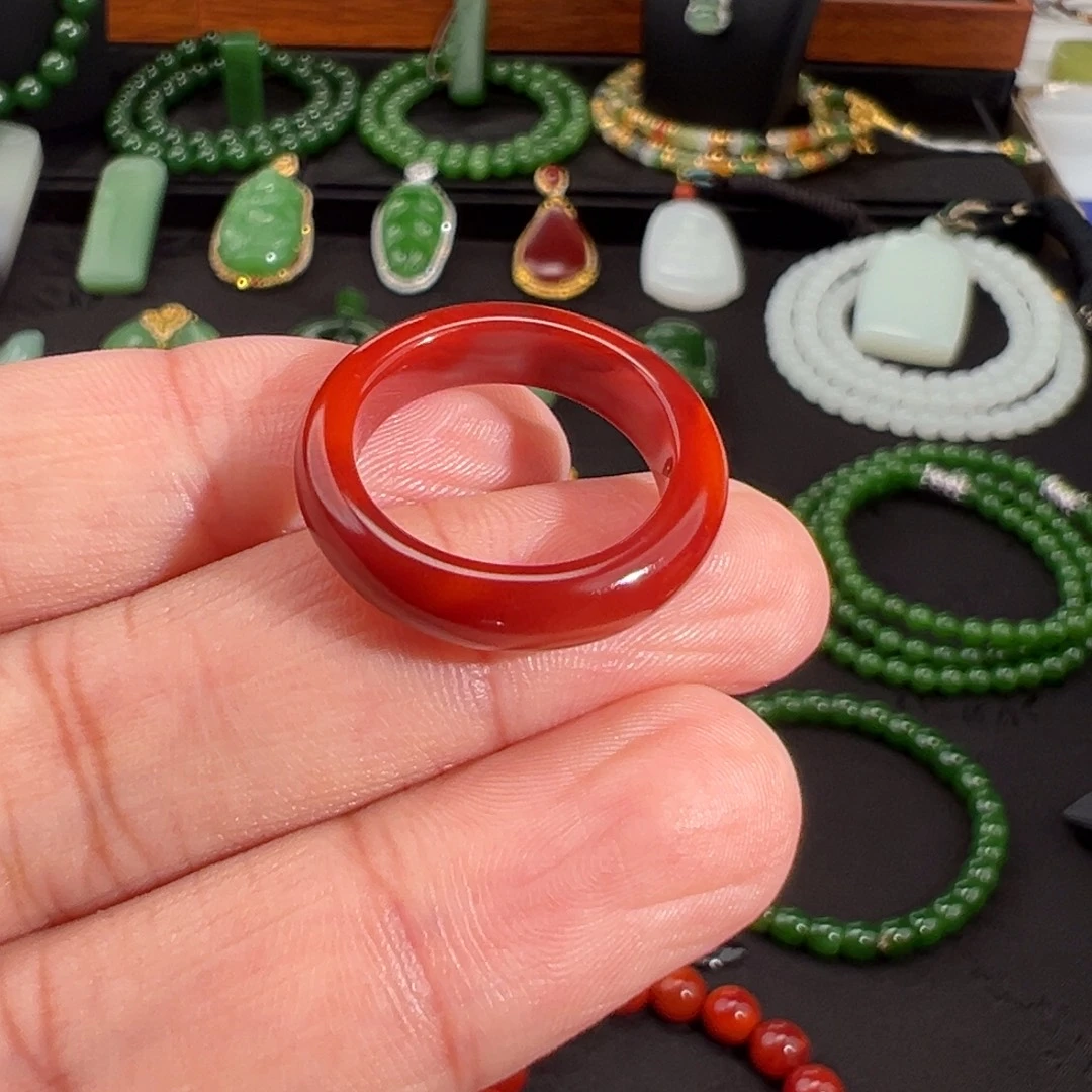 南红玛瑙未镶嵌戒圈原矿无注胶戒圈