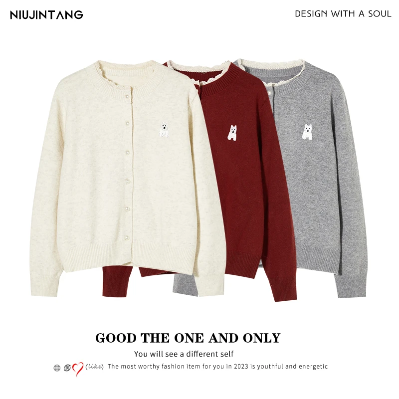 NJT百搭刺绣花边款时尚毛衣058