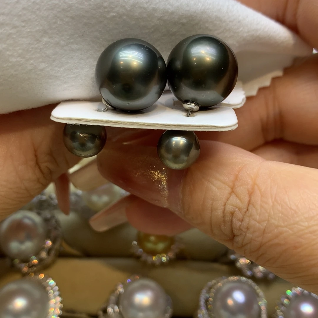 银S925镶嵌耳饰海水珍珠