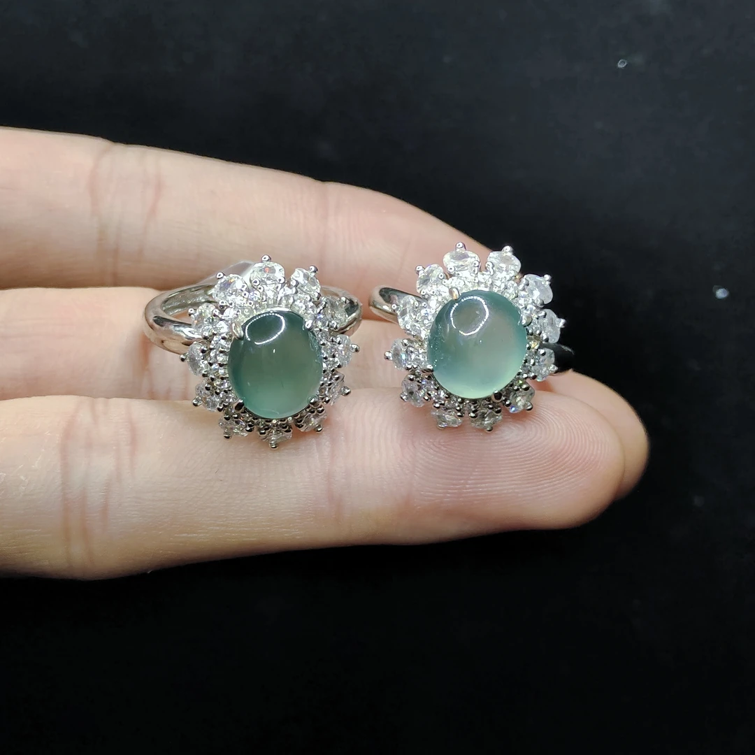 【老三珠宝】翡翠蛋面戒指WF8【多样性发其一】约10-8mm