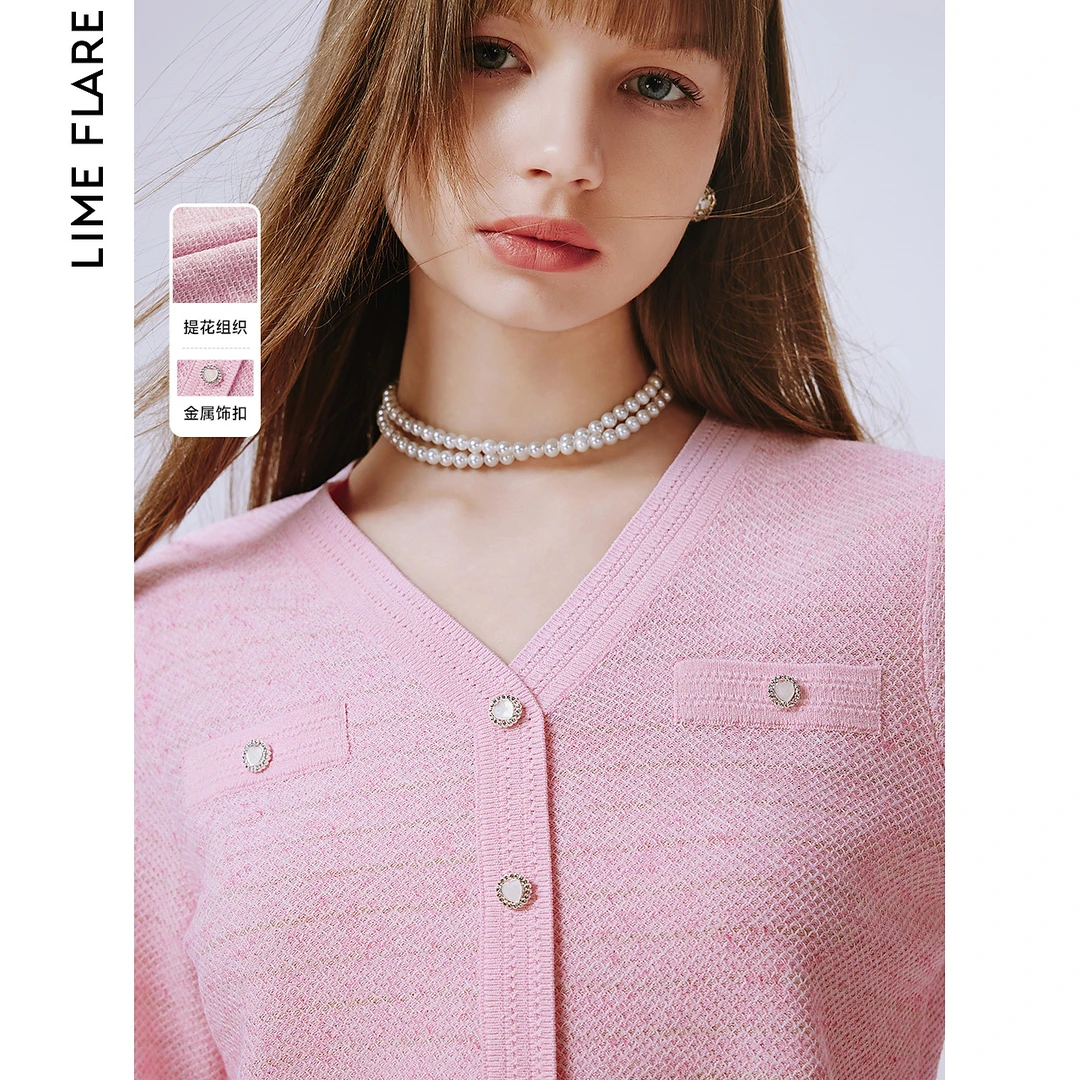莱茵法式别致独特V领针织衫小众上衣修身毛衣LMFA18KPR213
