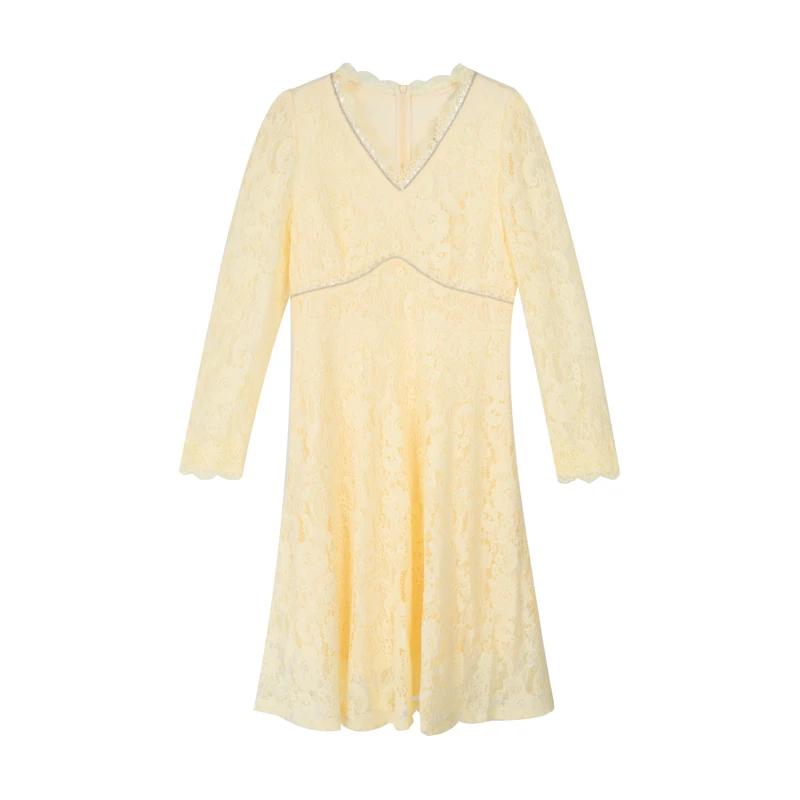 【她翼】春季连衣裙蕾丝显瘦气质长袖时尚长款AA3242334302