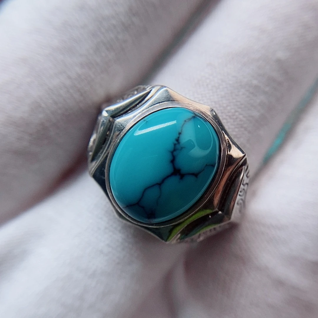 银S925镶嵌绿松石戒指