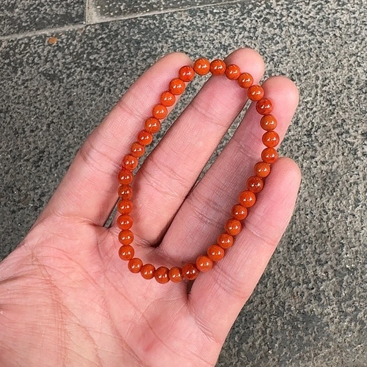 南红玛瑙手链未镶嵌原矿南红手串5mm瓦西柿子红