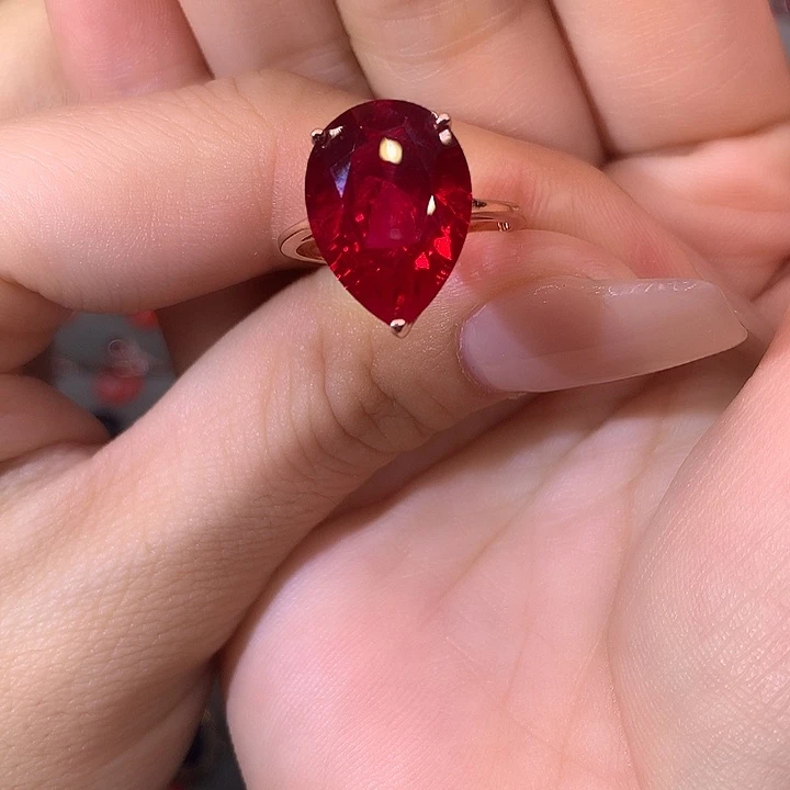红宝石戒指银S925镶嵌
