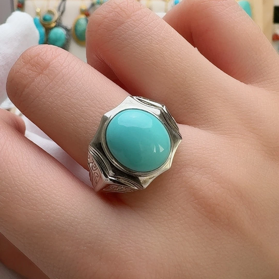 绿松石珠宝奇石银S925镶嵌