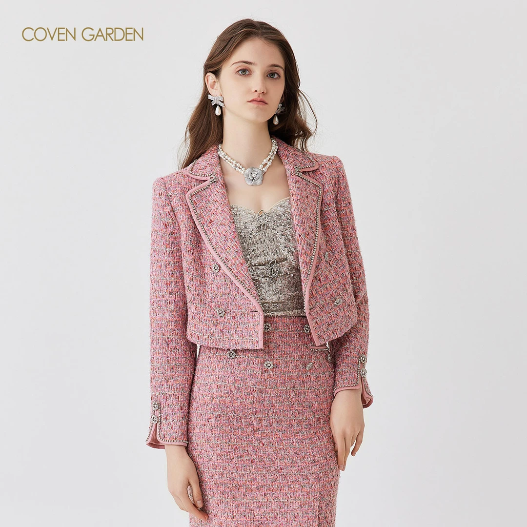 【婷婷专属】哥文花园小香风毛呢外套女短款职场通勤CLA1041160