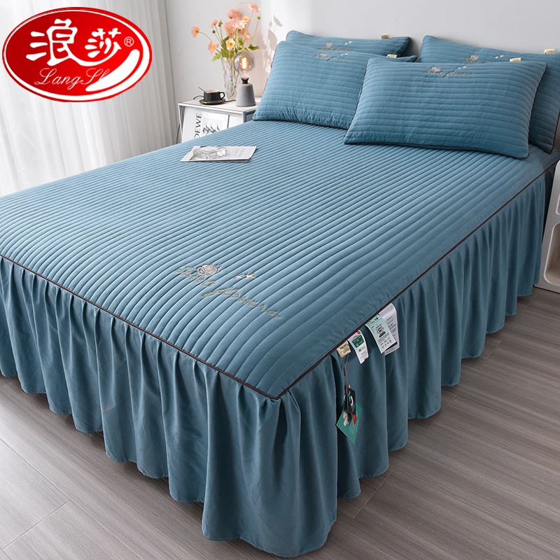 浪莎2025新款公主风床裙款单件高端夹棉床罩防滑席梦思床垫保护套