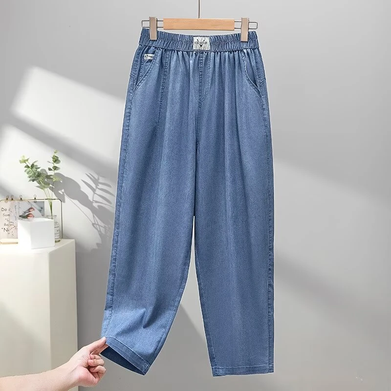 九分牛仔裤女萝卜老爹裤夏季薄款2025新款爆款裤子大码胖mm哈伦裤