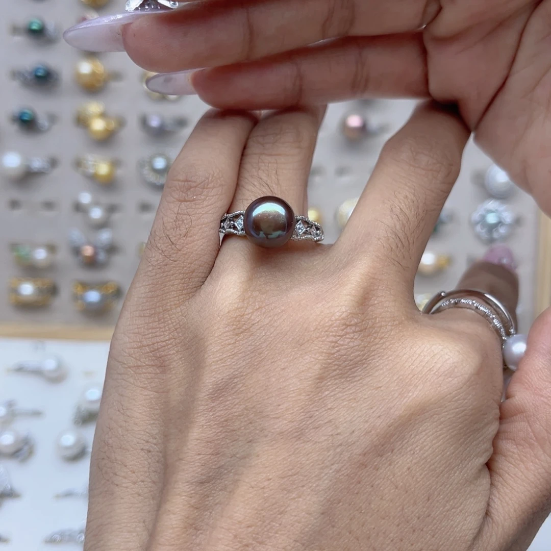 @****淡水珍珠戒指合金