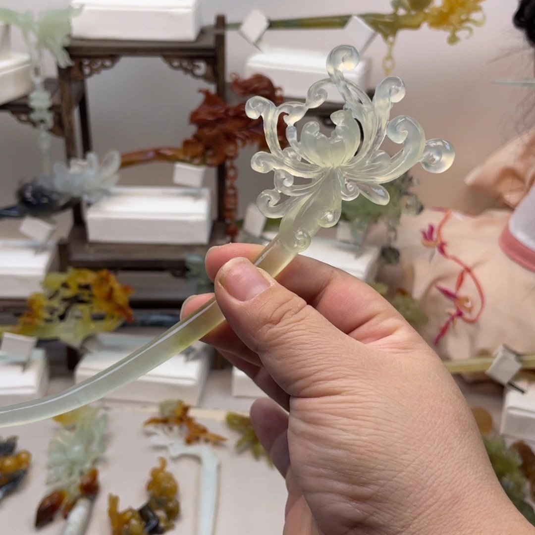 蛇纹石玉合金发饰