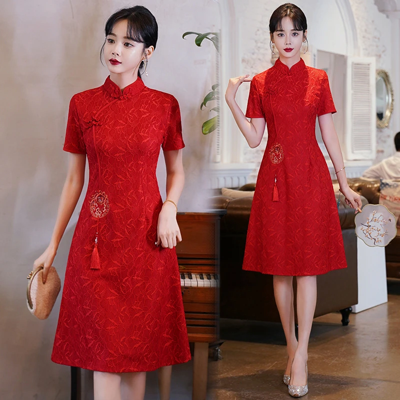 大码女夏装婚宴新款改良旗袍胖妹妹高贵洋气秀禾服爆款新款裙子