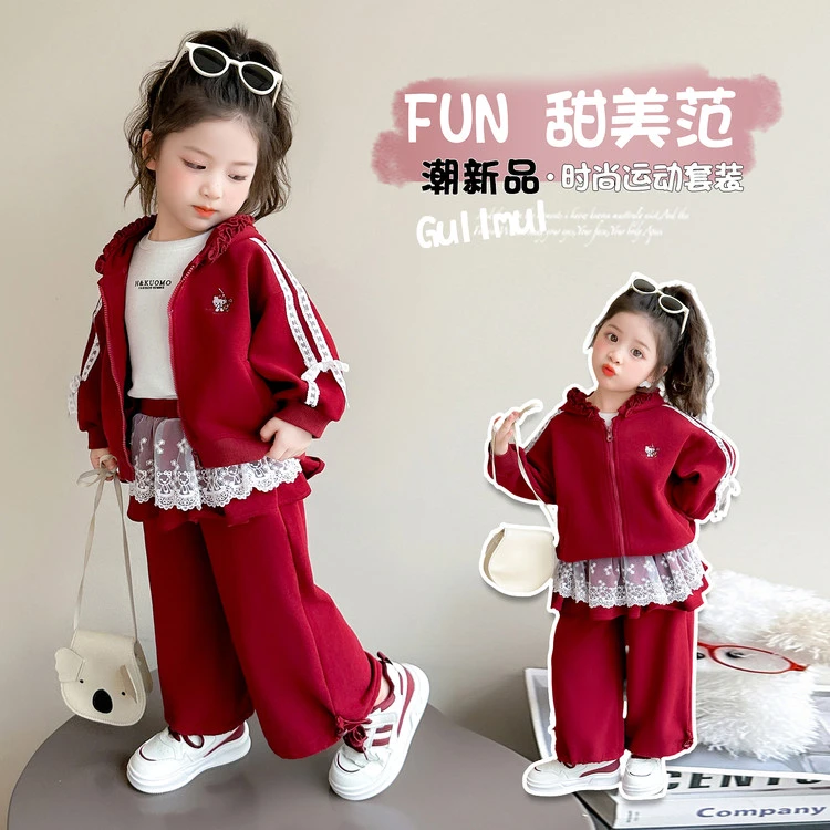 少女风女宝女运动套装春装运动小童秋装春秋