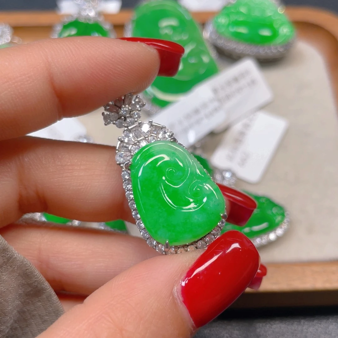 翡翠银S925镶嵌吊坠(不含链)