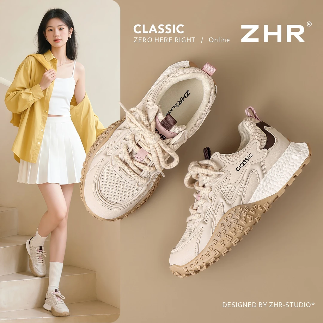 ZHR真皮德训鞋女秋季新款轻便透气休闲运动鞋时尚百搭舒适运动鞋