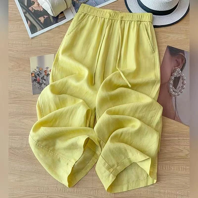 【慧楹】天丝亚麻夏季薄款高腰垂感休闲直筒裤 HY25020