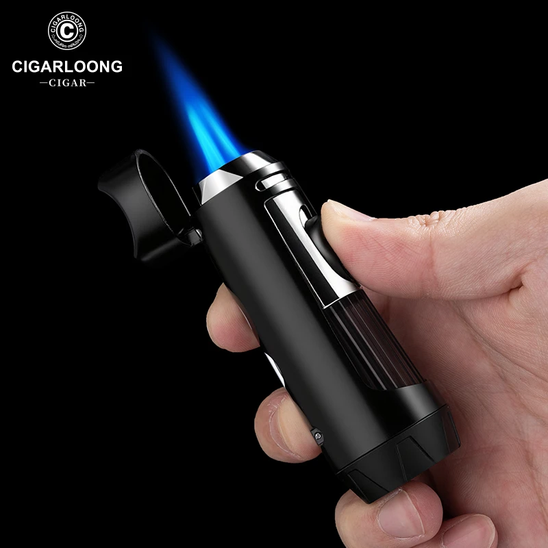茄龙雪茄打火机双火直冲打火机带烟托带雪茄钻3合1多功能CB-25AR1