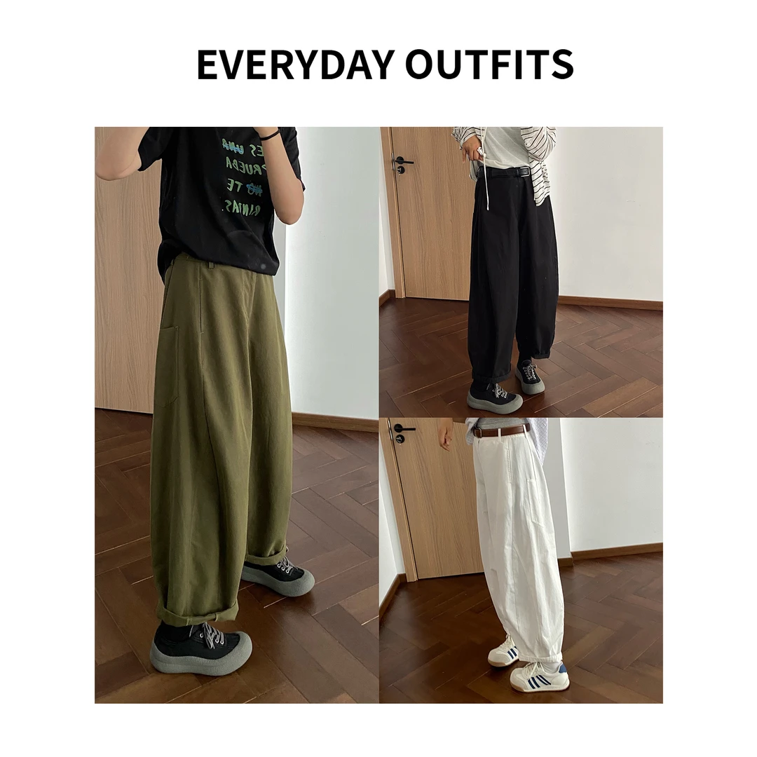 日褡  有氧假日休闲裤5F20百搭夏季复古薄款宽松纯色  K25135