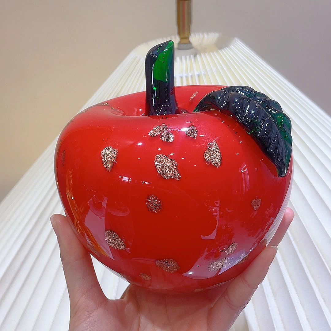 琉璃红金星苹果家居摆件现代简约轻奢装饰艺术品