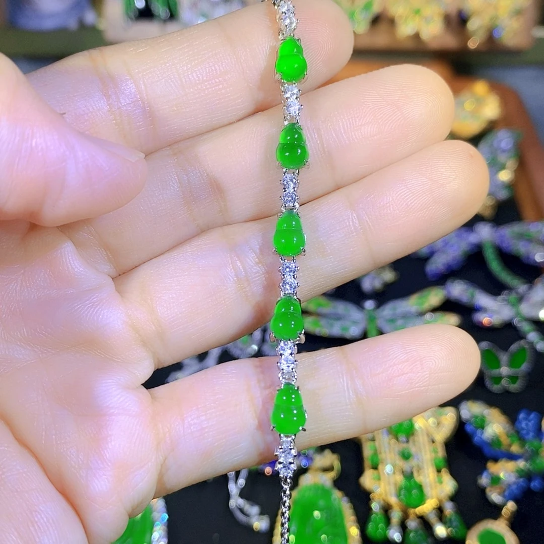 吊坠(不含链)银S925镶嵌翡翠