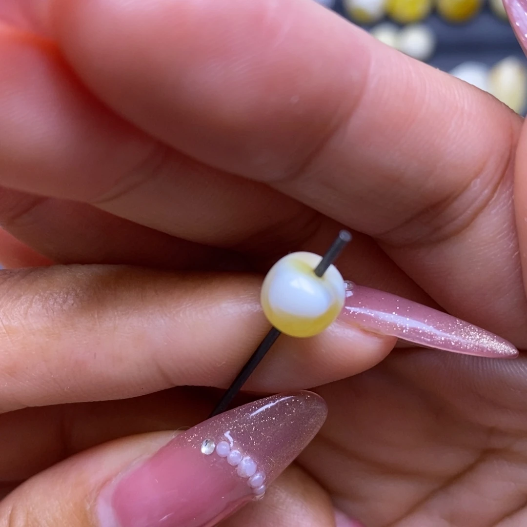 蜜蜡未镶嵌珠宝奇石金瓷白拉丝妖老型7.8*6.6mm