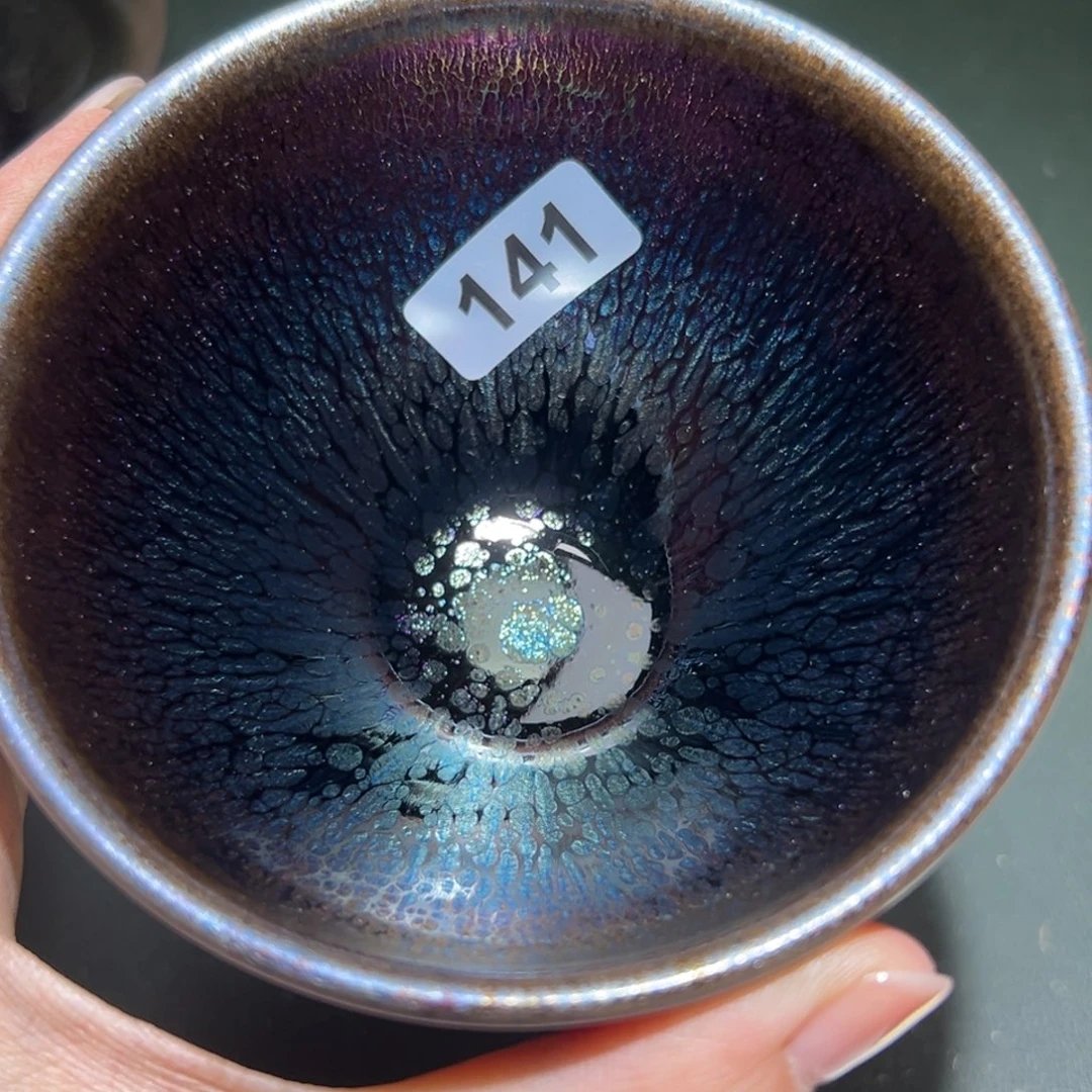 蓝***虫茶盏全手工原矿原釉建盏