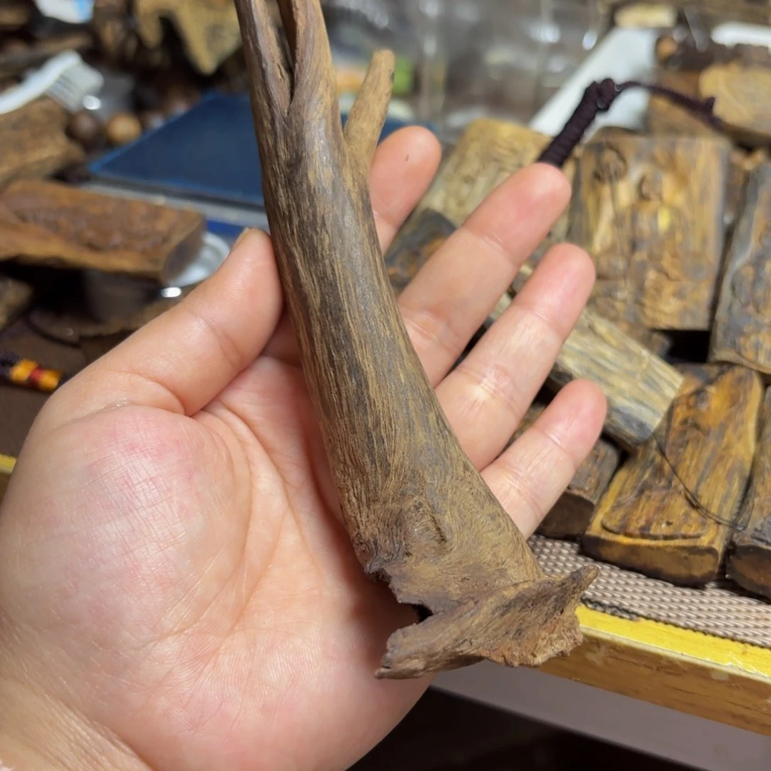 沉香摆件言*国香树根土沉老料26克