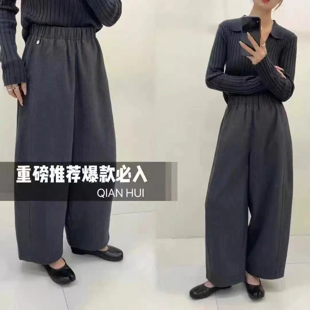 灰灰呀！213 韩系复古设计感高腰百搭直筒九分毛呢奶奶裤休闲裤