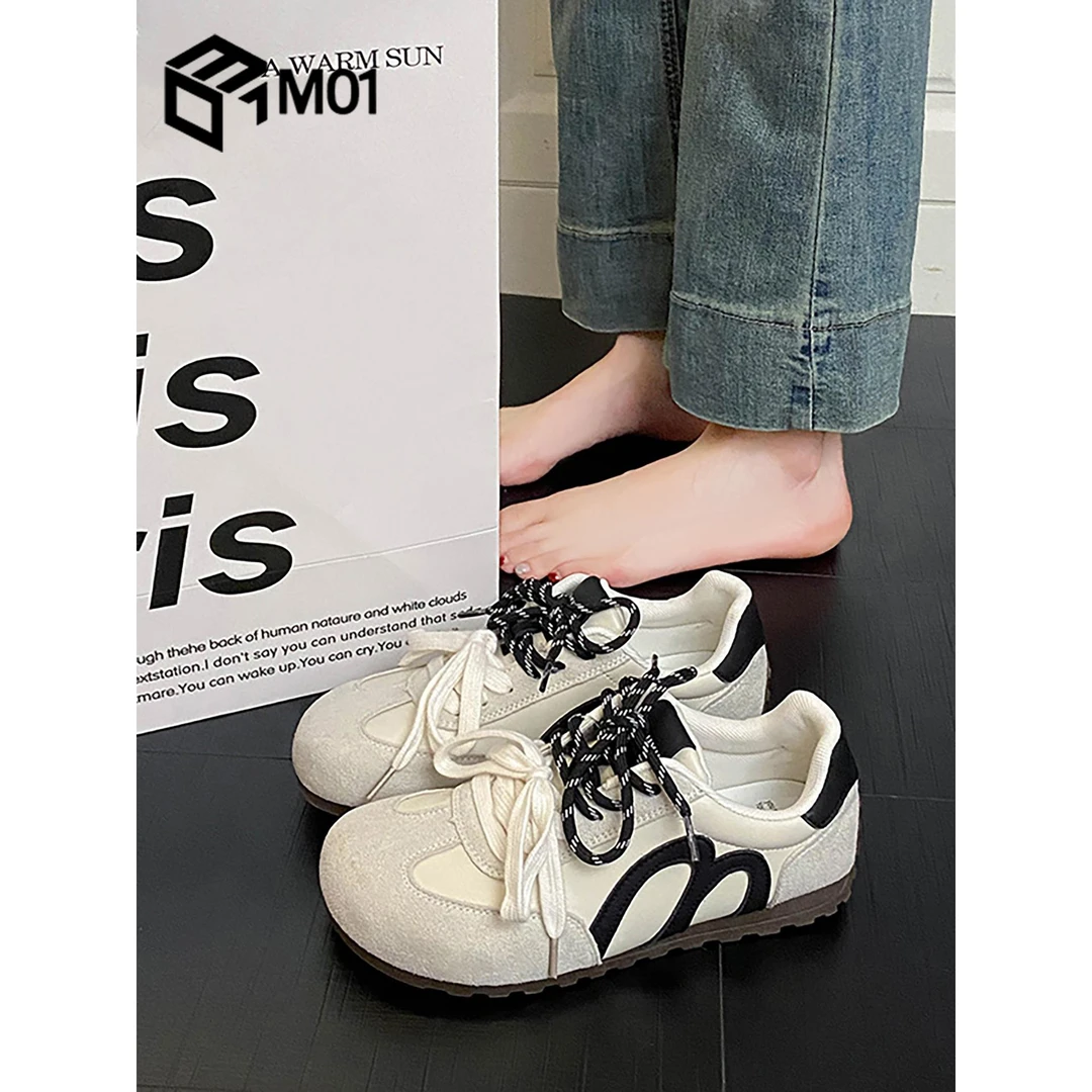 M01爆款百搭小众厚底板鞋女夏德训阿甘鞋超火新款圆头休闲运动鞋