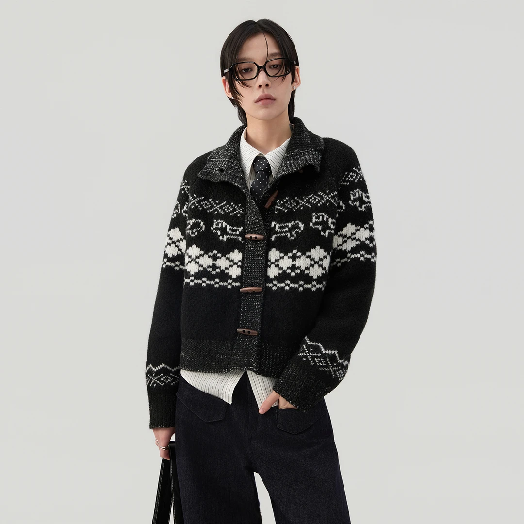 SAMEUOO散养文化「小狗日记」费尔岛提花针织衫 羊毛混纺圣诞毛衣