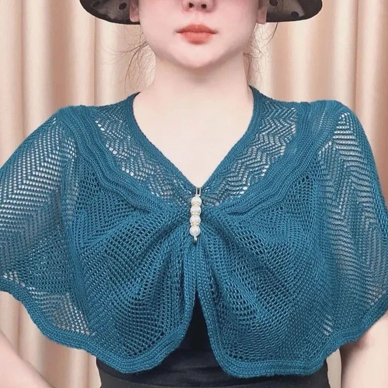 夏季披肩针织短款时尚百搭百搭宽松薄款纯色围巾女士套头外搭休闲