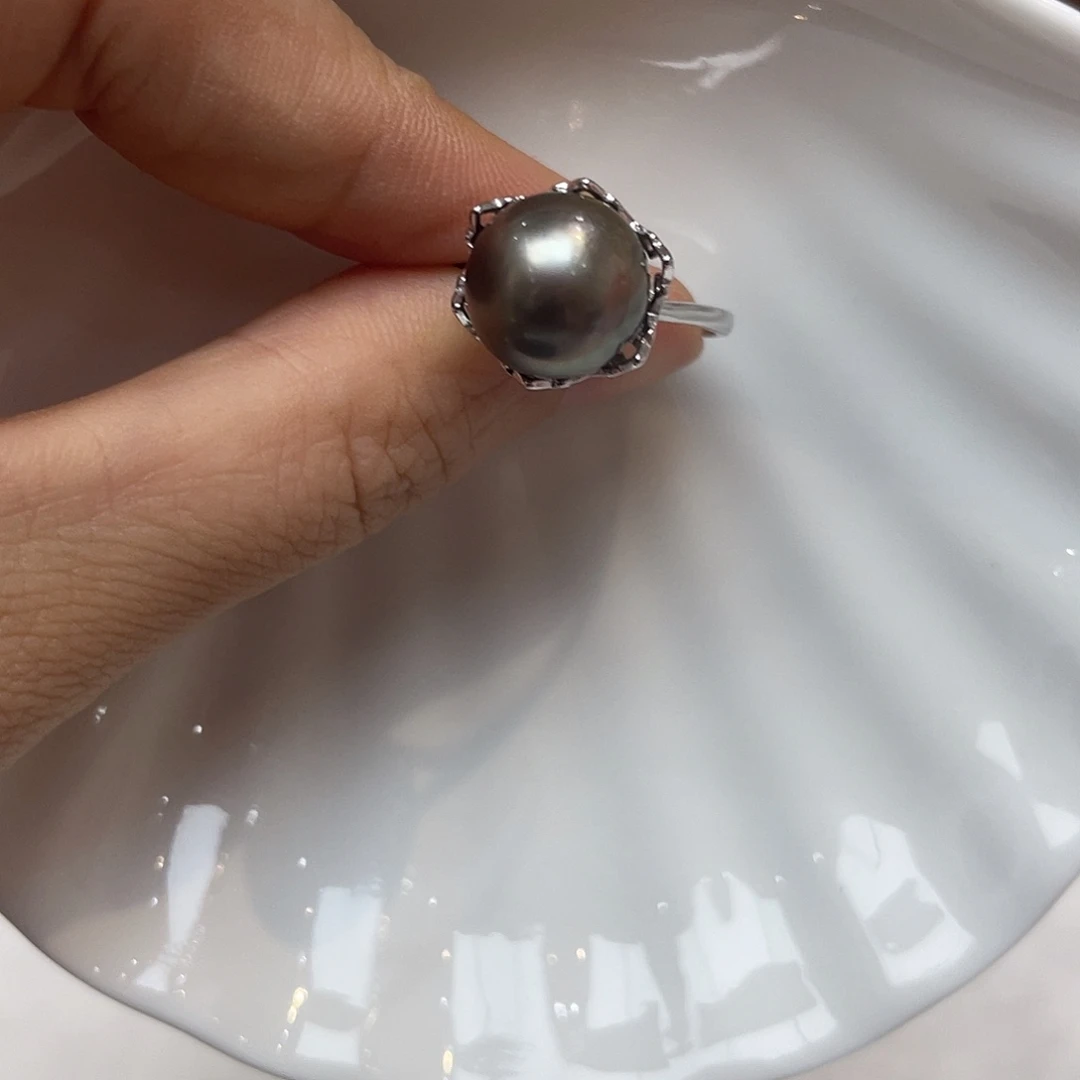 海水珍珠戒圈银S925镶嵌