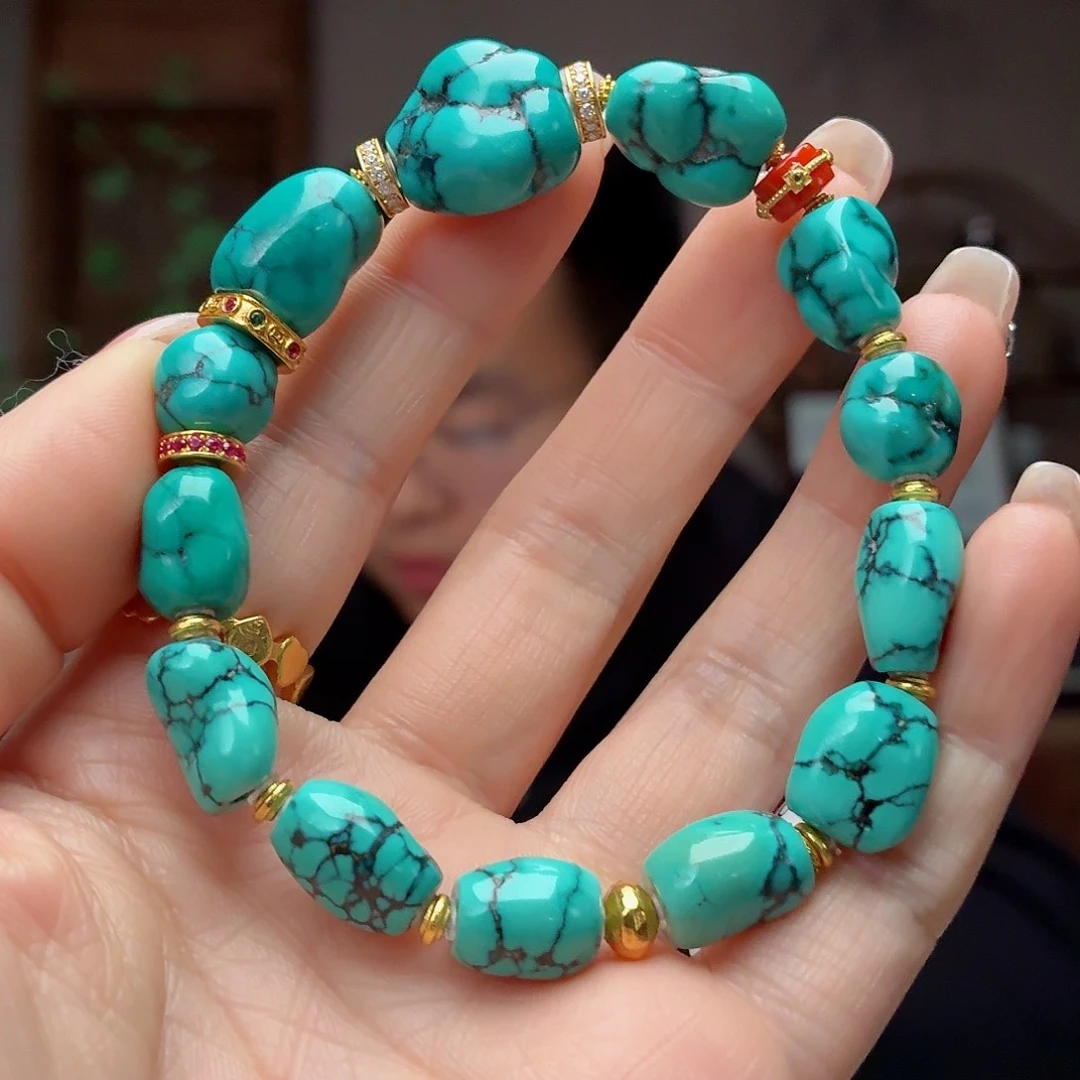 绿松石18K金镶嵌珠宝奇石