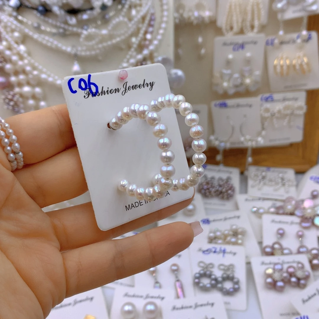 淡水珍珠耳饰银S925镶嵌