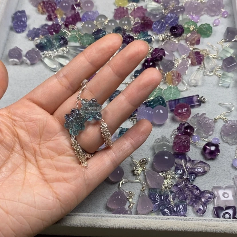 【闪购商品】未镶嵌挂件耳饰耳环项链萤石猫**令