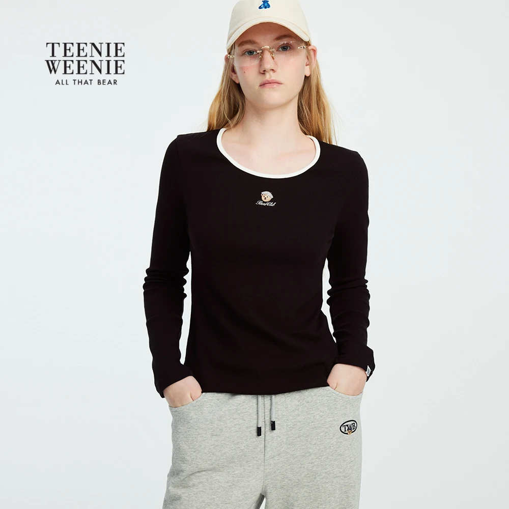 【女装优选KY】Teenie Weenie小熊T恤简约气质圆领长袖TTLA257804P